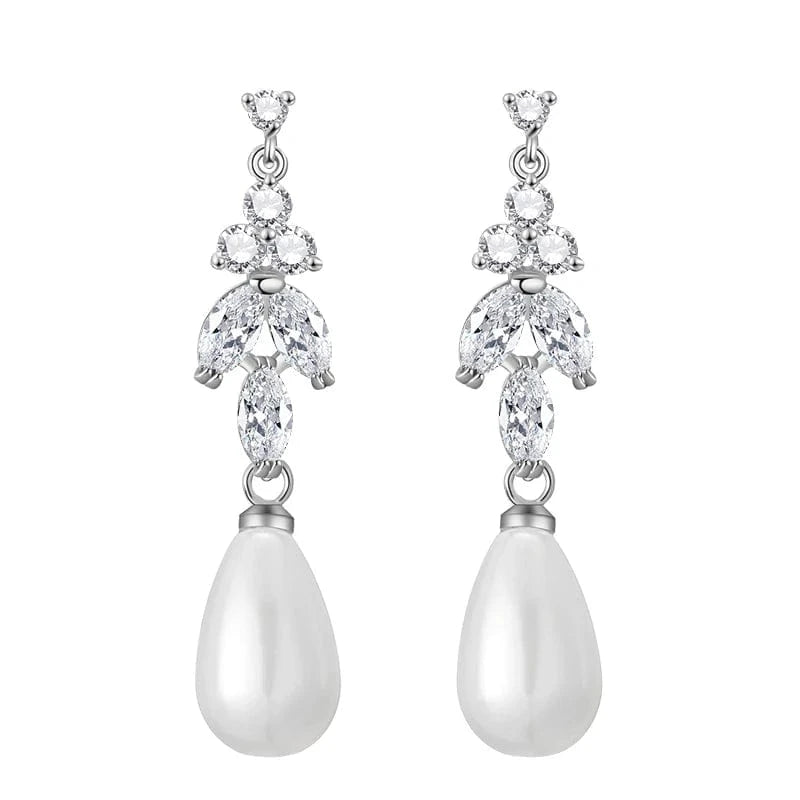 RAKOL EP2921 New Korean Fashion Imitation Pearl Statement Earrings 18K Gold Plated CZ Zircon Stone Pearl Bridal Earrings