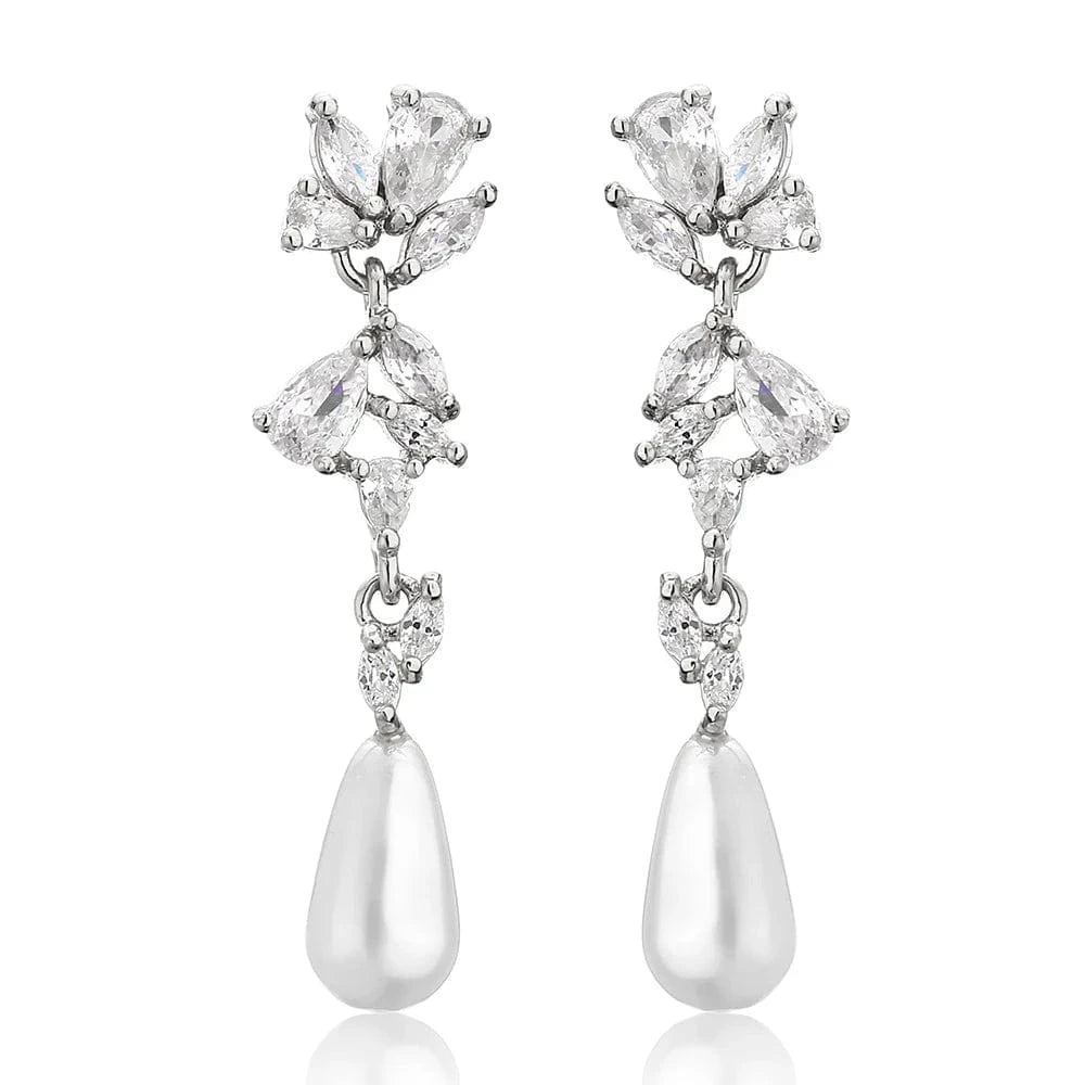 RAKOL EP2921 New Korean Fashion Imitation Pearl Statement Earrings 18K Gold Plated CZ Zircon Stone Pearl Bridal Earrings