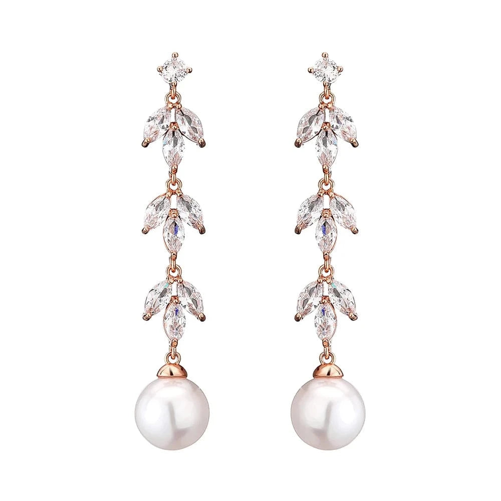RAKOL EP2921 New Korean Fashion Imitation Pearl Statement Earrings 18K Gold Plated CZ Zircon Stone Pearl Bridal Earrings