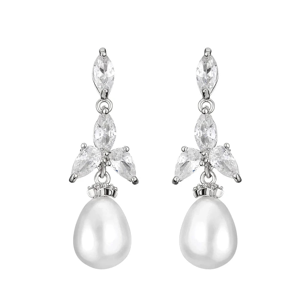 RAKOL EP2921 New Korean Fashion Imitation Pearl Statement Earrings 18K Gold Plated CZ Zircon Stone Pearl Bridal Earrings