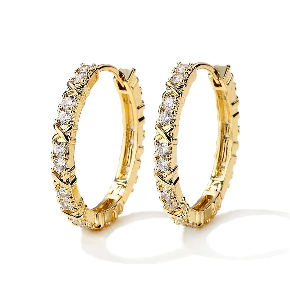 RAKOL EP2939 luxury pattern 18 k gold plated crystal ladies wedding party hoop earrings high quality huge earrings jewelry