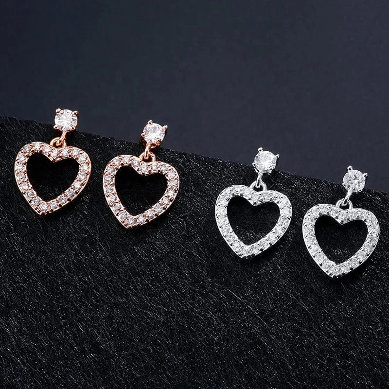 RAKOL EP2944 fine designer heart shaped channel earrings women  fashion geometric zirconia studs  earrings 2022