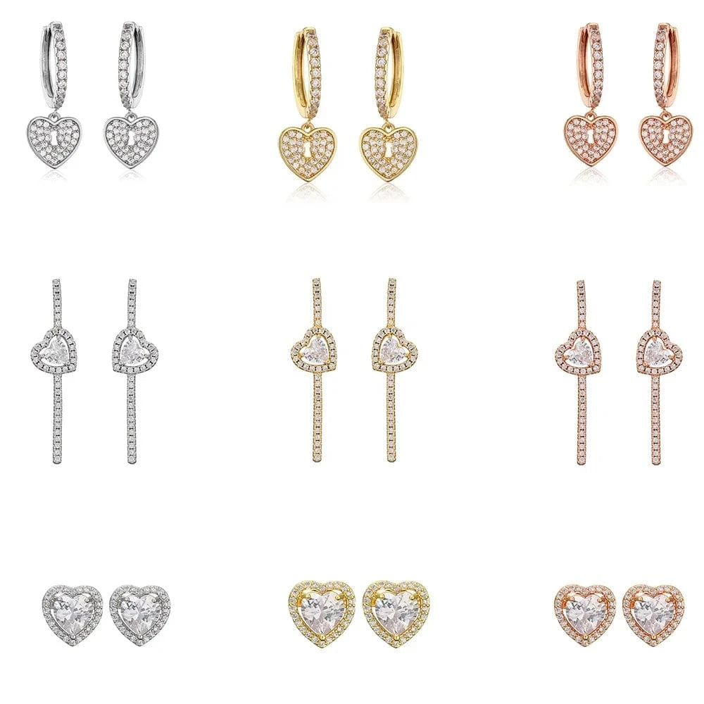 RAKOL EP2944 fine designer heart shaped channel earrings women  fashion geometric zirconia studs  earrings 2022