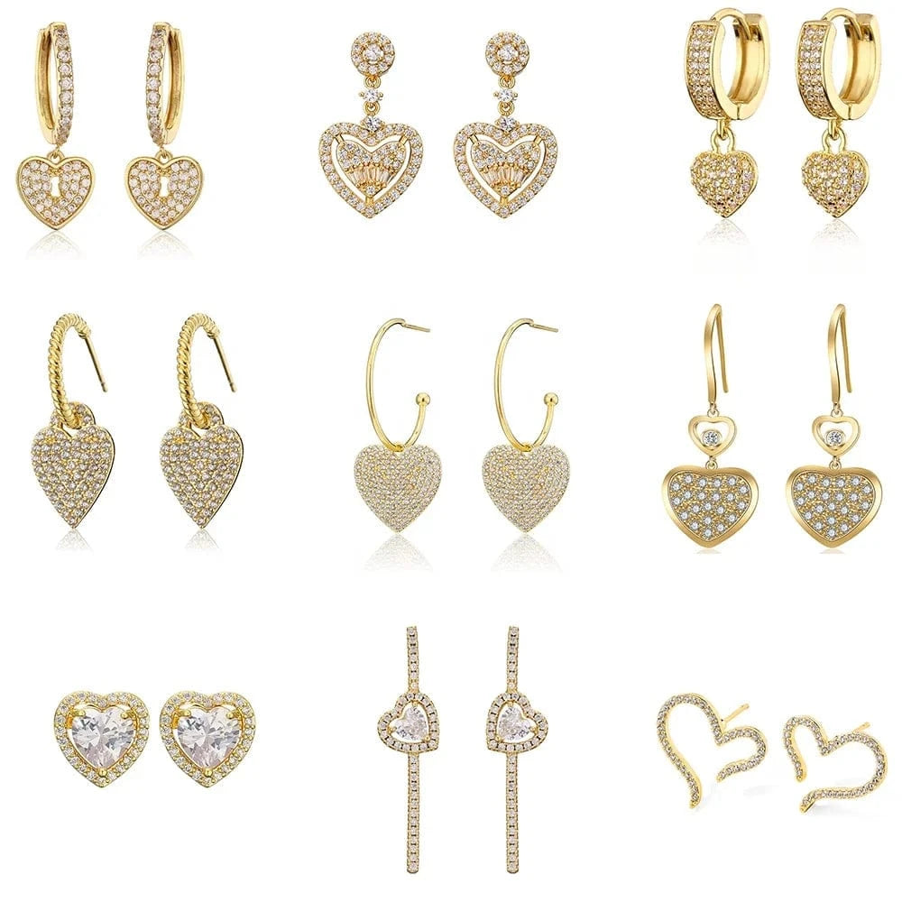 RAKOL EP2944 fine designer heart shaped channel earrings women  fashion geometric zirconia studs  earrings 2022