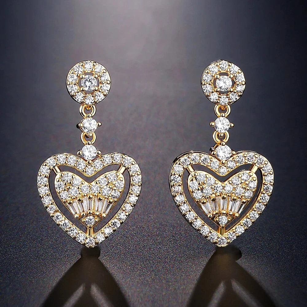 RAKOL EP2944 fine designer heart shaped channel earrings women  fashion geometric zirconia studs  earrings 2022