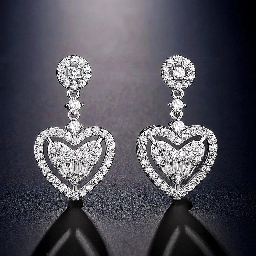 RAKOL EP2944 fine designer heart shaped channel earrings women  fashion geometric zirconia studs  earrings 2022