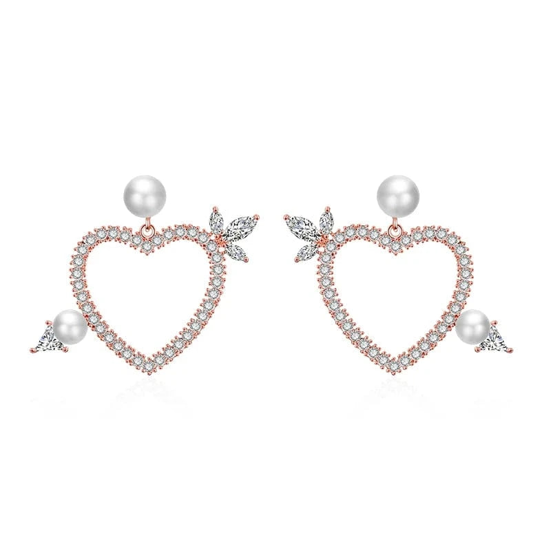 RAKOL EP2944 fine designer heart shaped channel earrings women  fashion geometric zirconia studs  earrings 2022