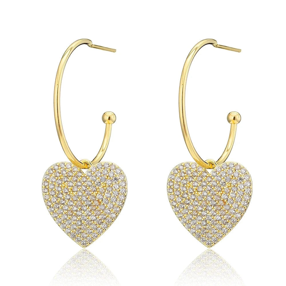 RAKOL EP2944 fine designer heart shaped channel earrings women  fashion geometric zirconia studs  earrings 2022