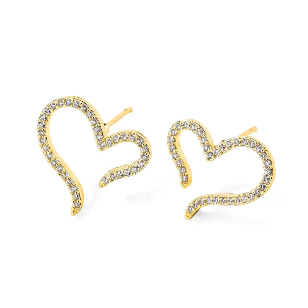 RAKOL EP2944 fine designer heart shaped channel earrings women  fashion geometric zirconia studs  earrings 2022