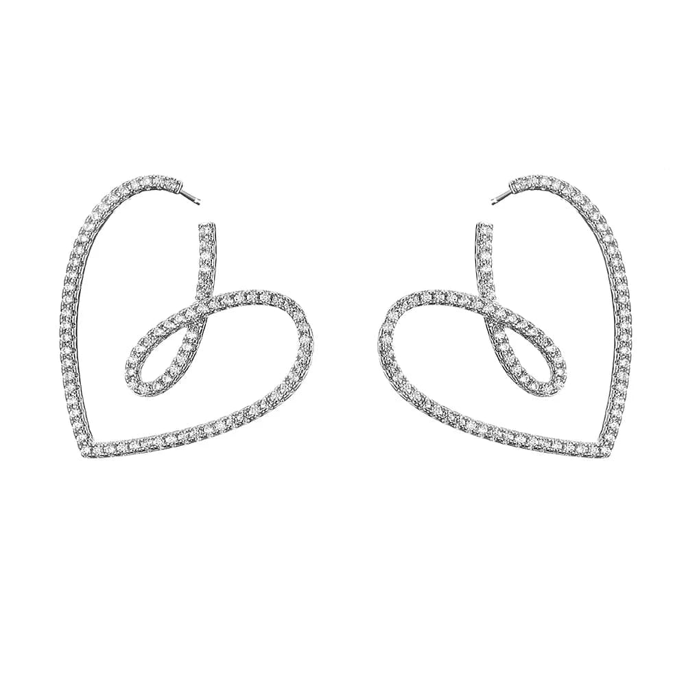 RAKOL EP2944 fine designer heart shaped channel earrings women  fashion geometric zirconia studs  earrings 2022