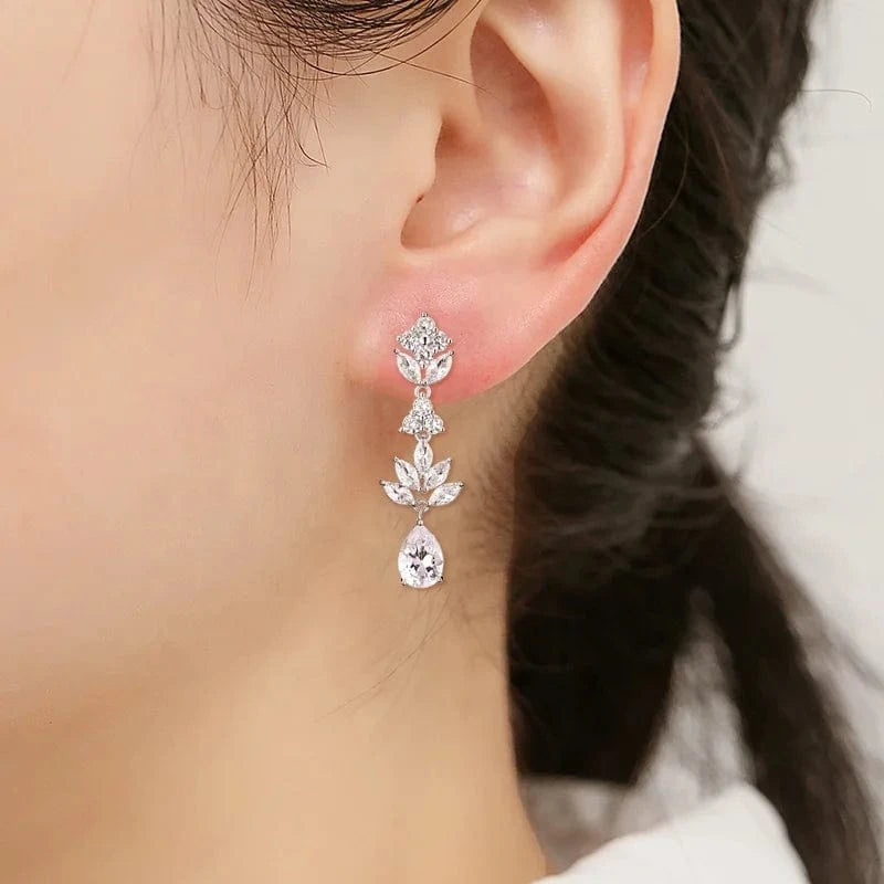 RAKOL EP2971 Luxury women 18K gold plated drop cubic zirconia earrings fine jewelry zircon diamond earrings women