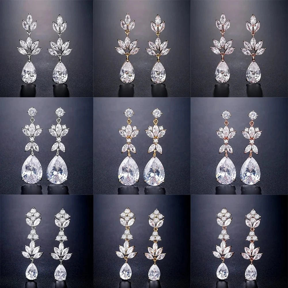 RAKOL EP2971 Luxury women 18K gold plated drop cubic zirconia earrings fine jewelry zircon diamond earrings women