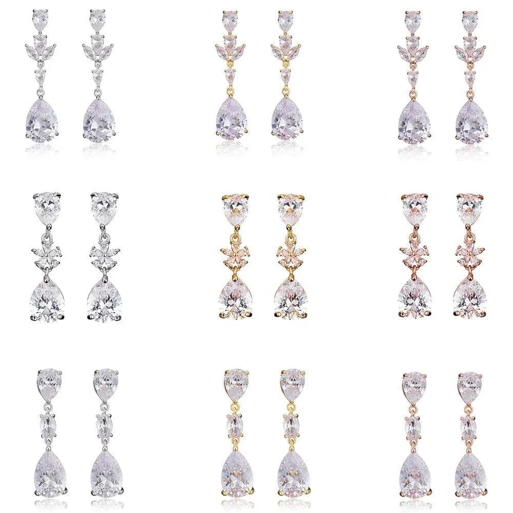 RAKOL EP2971 Luxury women 18K gold plated drop cubic zirconia earrings fine jewelry zircon diamond earrings women