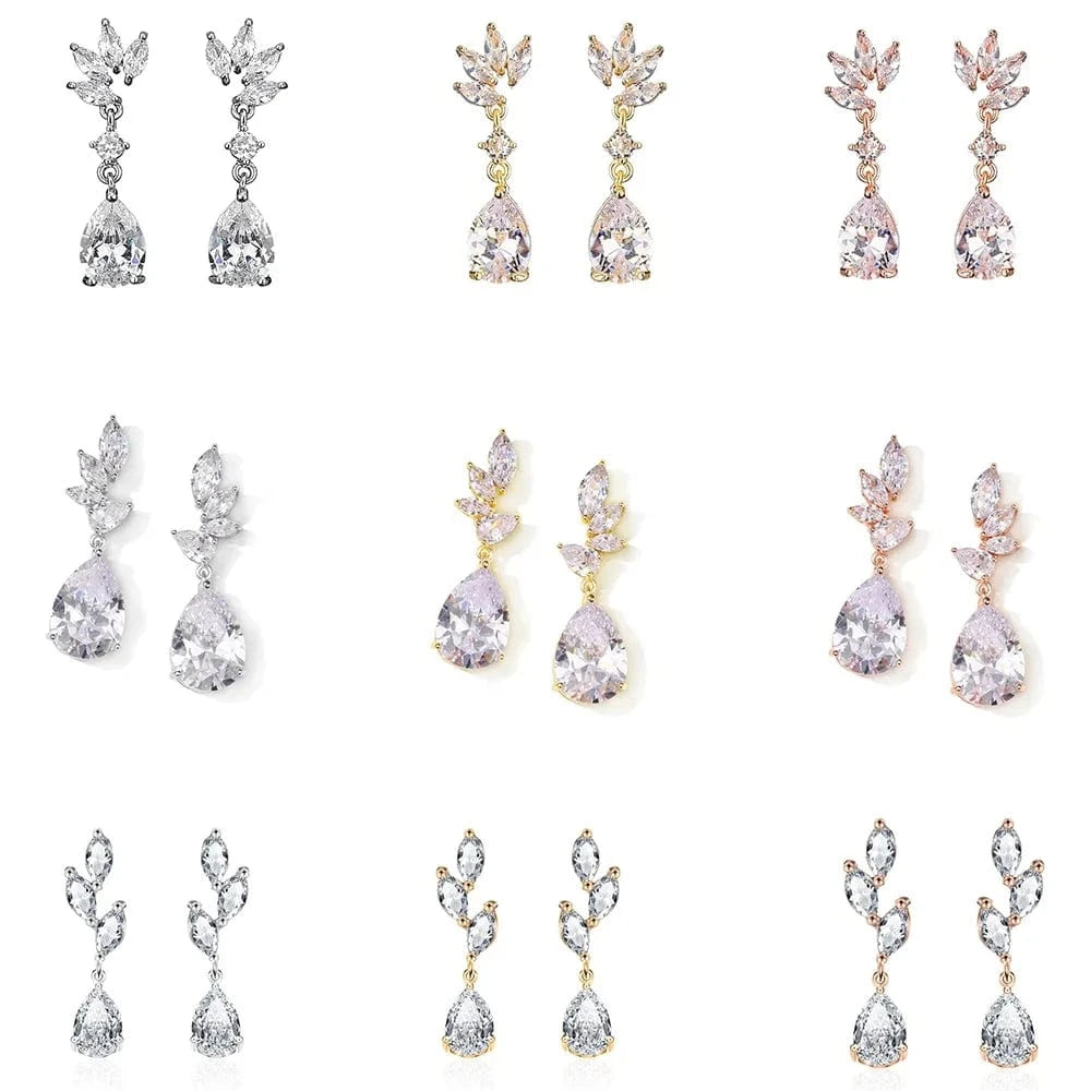 RAKOL EP2971 Luxury women 18K gold plated drop cubic zirconia earrings fine jewelry zircon diamond earrings women