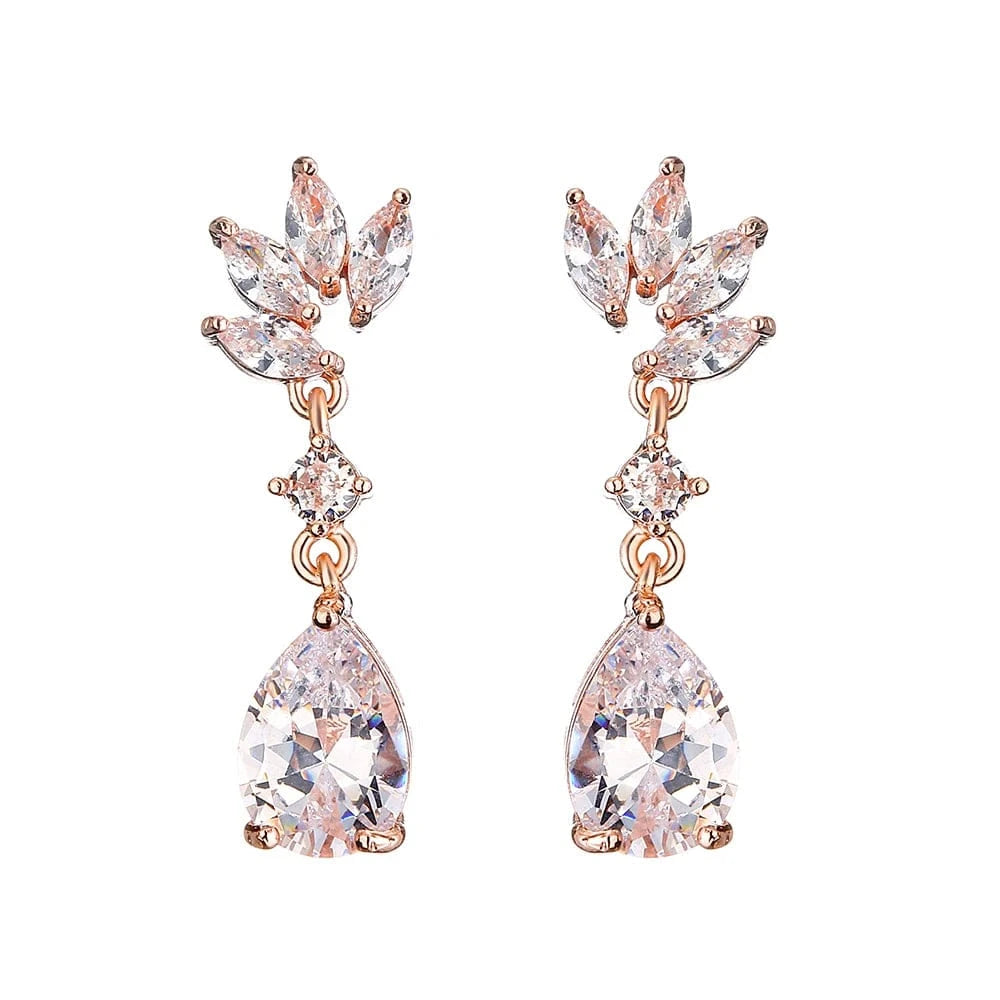 RAKOL EP2971 Luxury women 18K gold plated drop cubic zirconia earrings fine jewelry zircon diamond earrings women