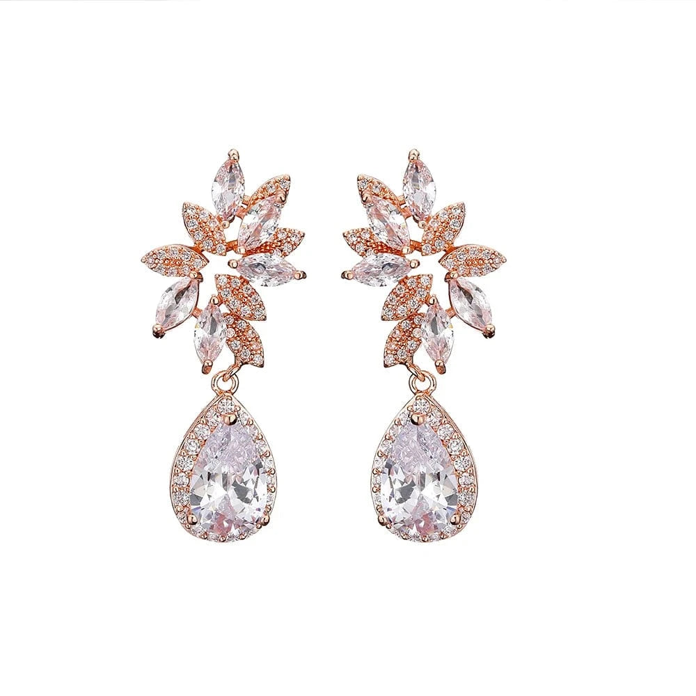 RAKOL EP2971 Luxury women 18K gold plated drop cubic zirconia earrings fine jewelry zircon diamond earrings women