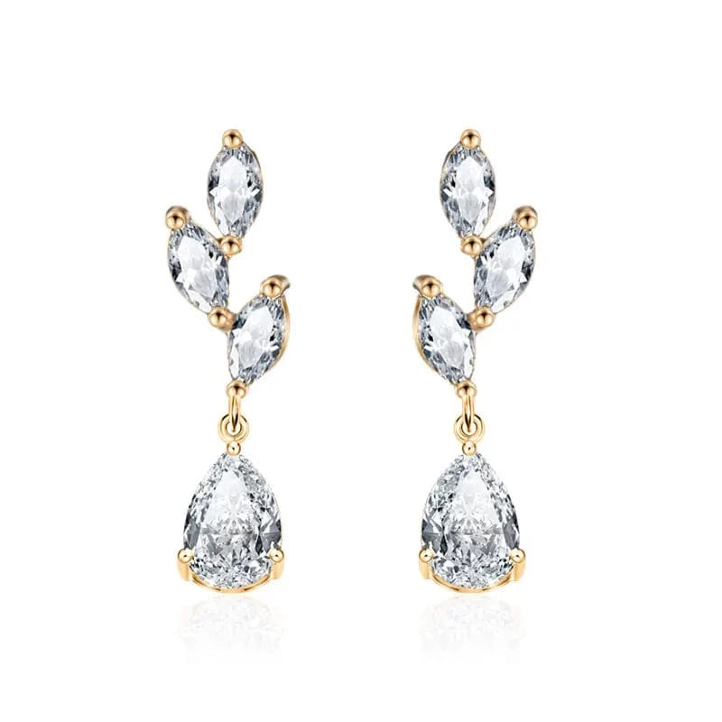 RAKOL EP2971 Luxury women 18K gold plated drop cubic zirconia earrings fine jewelry zircon diamond earrings women
