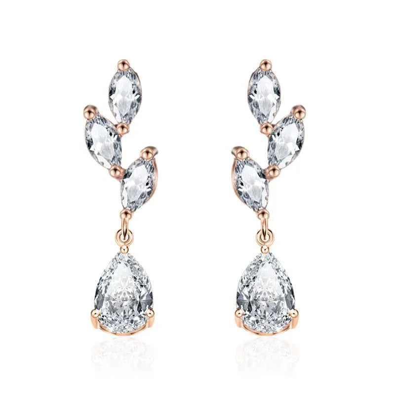 RAKOL EP2971 Luxury women 18K gold plated drop cubic zirconia earrings fine jewelry zircon diamond earrings women