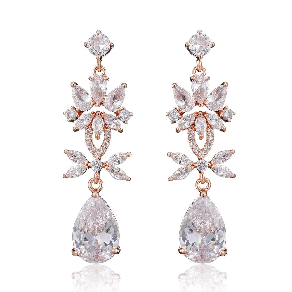 RAKOL EP2971 Luxury women 18K gold plated drop cubic zirconia earrings fine jewelry zircon diamond earrings women