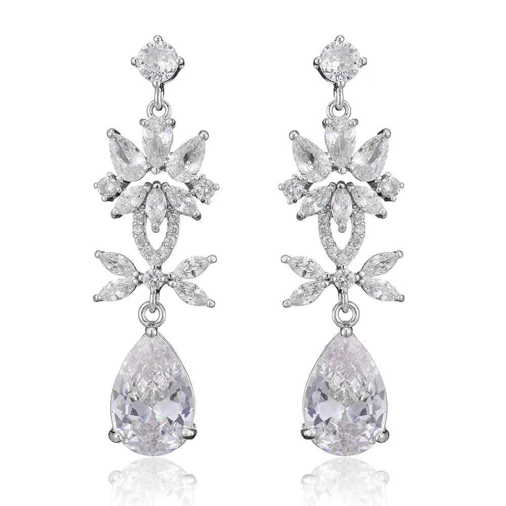 RAKOL EP2971 Luxury women 18K gold plated drop cubic zirconia earrings fine jewelry zircon diamond earrings women