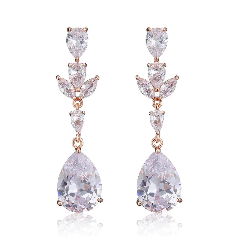 RAKOL EP2971 Luxury women 18K gold plated drop cubic zirconia earrings fine jewelry zircon diamond earrings women