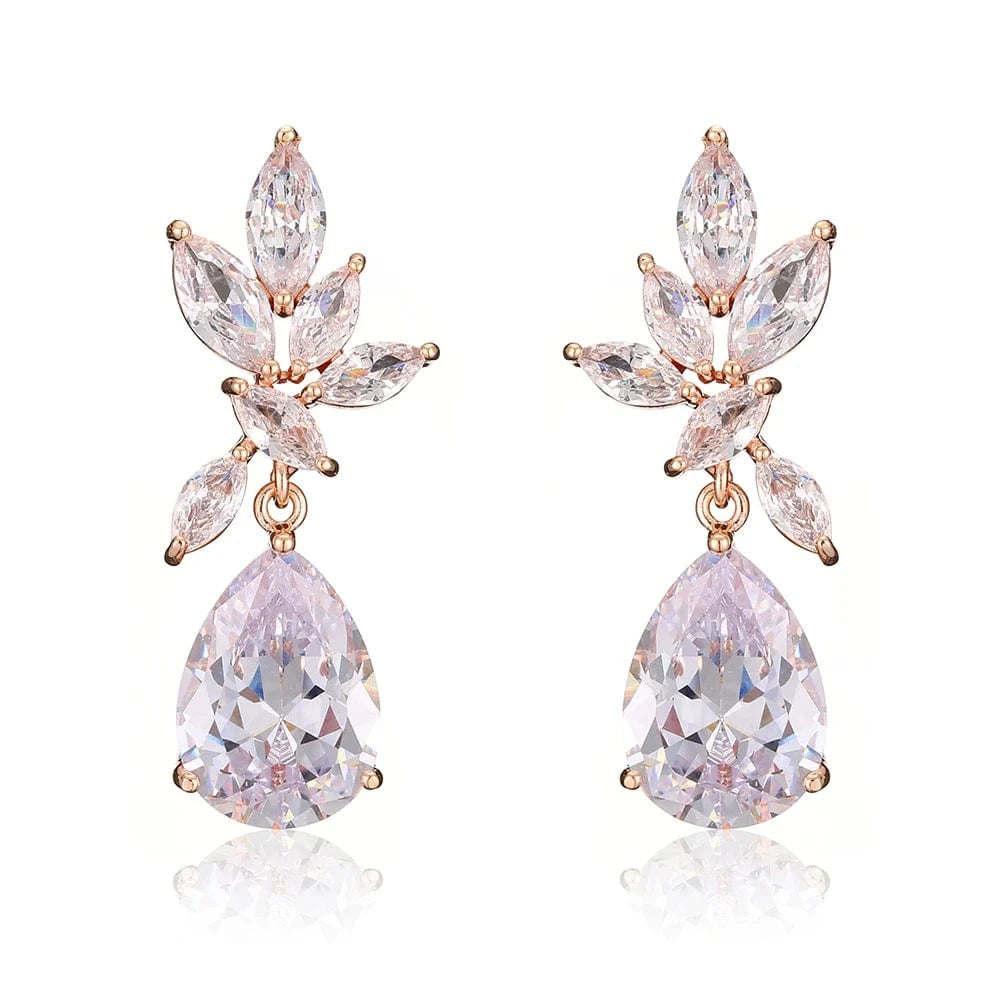 RAKOL EP2971 Luxury women 18K gold plated drop cubic zirconia earrings fine jewelry zircon diamond earrings women
