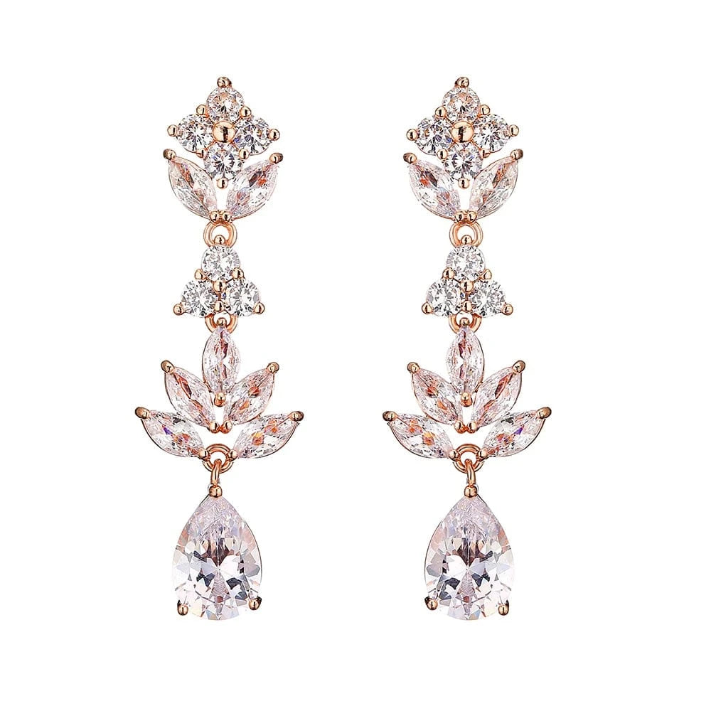 RAKOL EP2971 Luxury women 18K gold plated drop cubic zirconia earrings fine jewelry zircon diamond earrings women