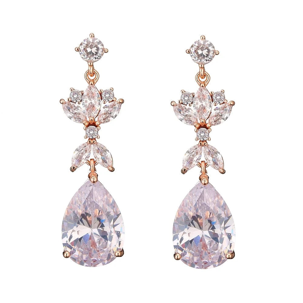 RAKOL EP2971 Luxury women 18K gold plated drop cubic zirconia earrings fine jewelry zircon diamond earrings women