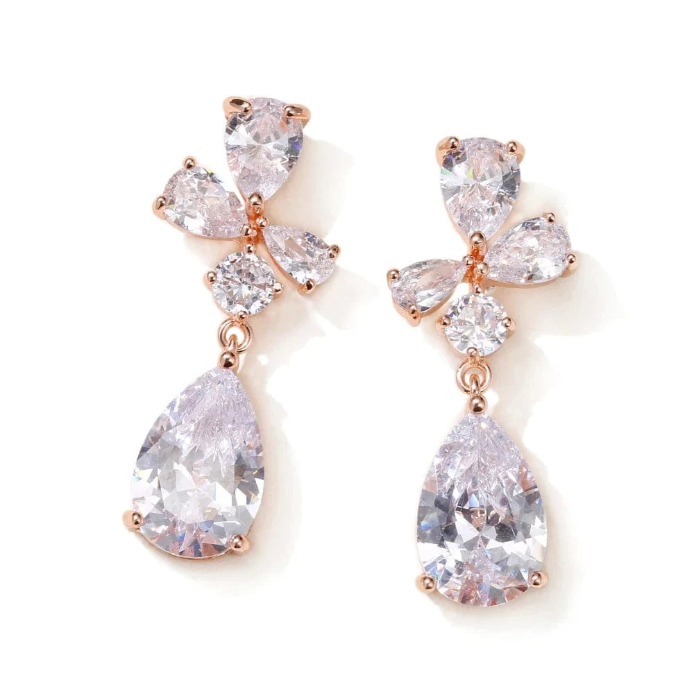 RAKOL EP2971 Luxury women 18K gold plated drop cubic zirconia earrings fine jewelry zircon diamond earrings women