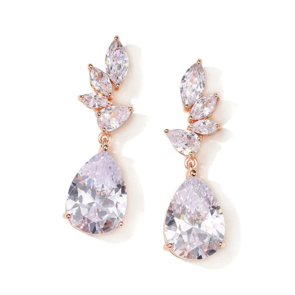 RAKOL EP2971 Luxury women 18K gold plated drop cubic zirconia earrings fine jewelry zircon diamond earrings women