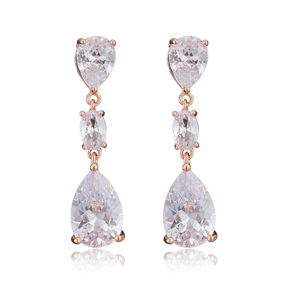 RAKOL EP2971 Luxury women 18K gold plated drop cubic zirconia earrings fine jewelry zircon diamond earrings women