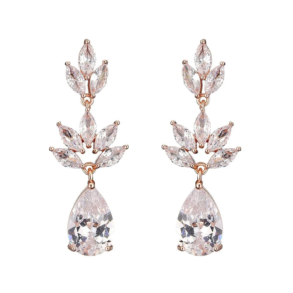 RAKOL EP2971 Luxury women 18K gold plated drop cubic zirconia earrings fine jewelry zircon diamond earrings women