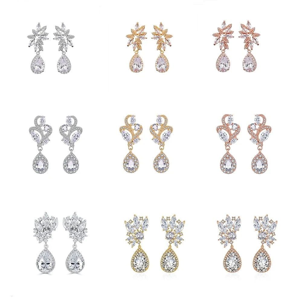 RAKOL EP2971 Luxury women 18K gold plated drop cubic zirconia earrings fine jewelry zircon diamond earrings women