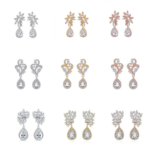 RAKOL EP2971 Luxury women 18K gold plated drop cubic zirconia earrings fine jewelry zircon diamond earrings women