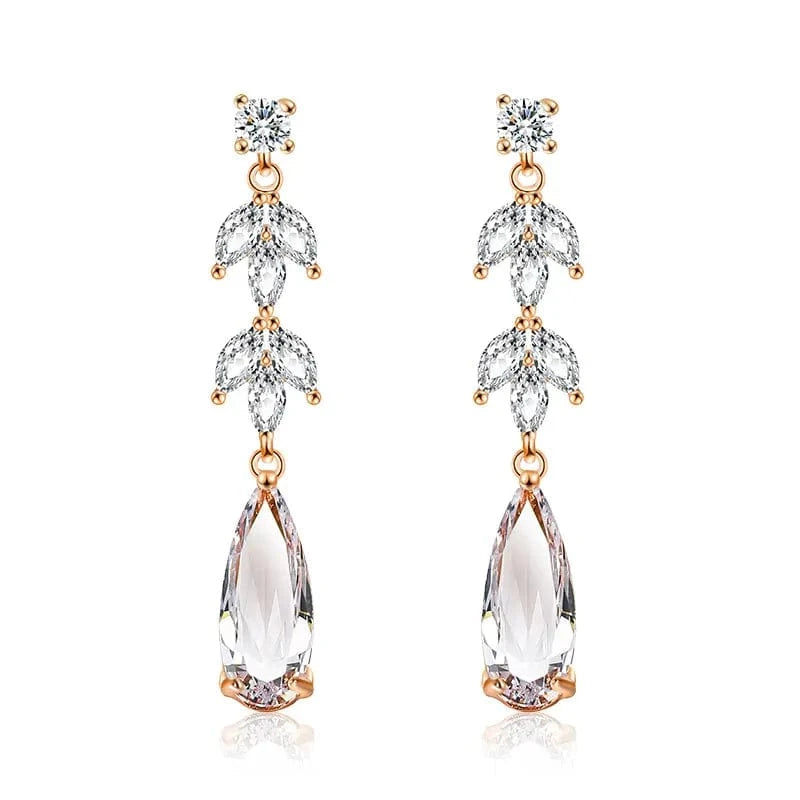 RAKOL EP2978 Latest Fashion 925 Sterling Silver Earrings Jewelry Wedding Crystal Drop Earrings Women 18 K Gold Bridal Earrings