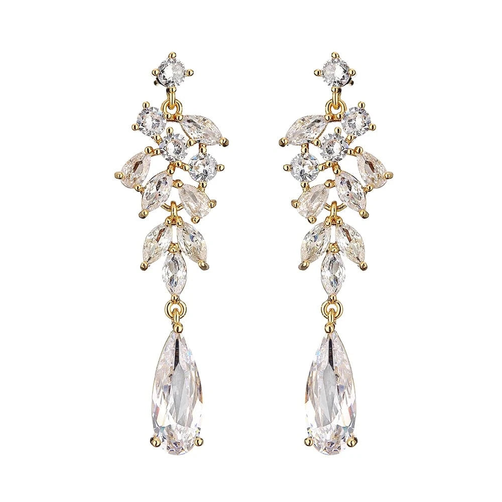 RAKOL EP2978 Latest Fashion 925 Sterling Silver Earrings Jewelry Wedding Crystal Drop Earrings Women 18 K Gold Bridal Earrings