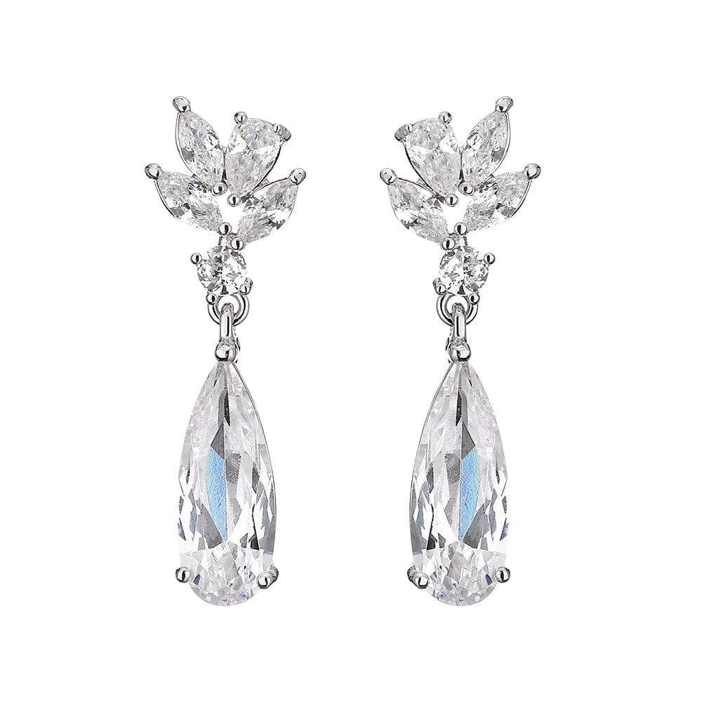 RAKOL EP2978 Latest Fashion 925 Sterling Silver Earrings Jewelry Wedding Crystal Drop Earrings Women 18 K Gold Bridal Earrings