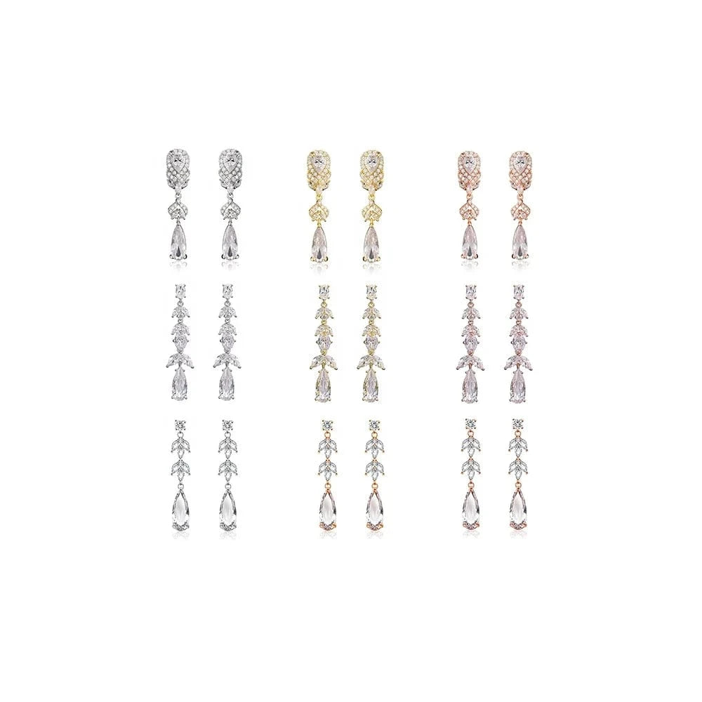 RAKOL EP2978 Latest Fashion 925 Sterling Silver Earrings Jewelry Wedding Crystal Drop Earrings Women 18 K Gold Bridal Earrings