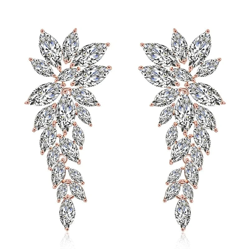 RAKOL EP2981 luxury women's gold plated long statement bridal earrings  zirconia  big earrings women