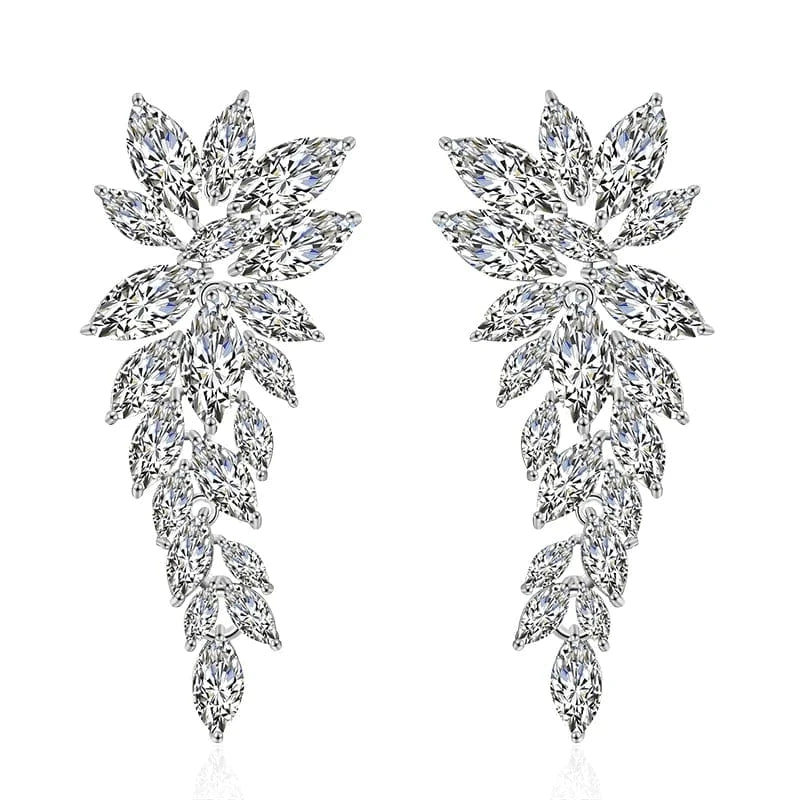 RAKOL EP2981 luxury women's gold plated long statement bridal earrings  zirconia  big earrings women