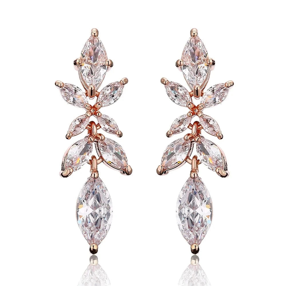 RAKOL EP2981 luxury women's gold plated long statement bridal earrings  zirconia  big earrings women
