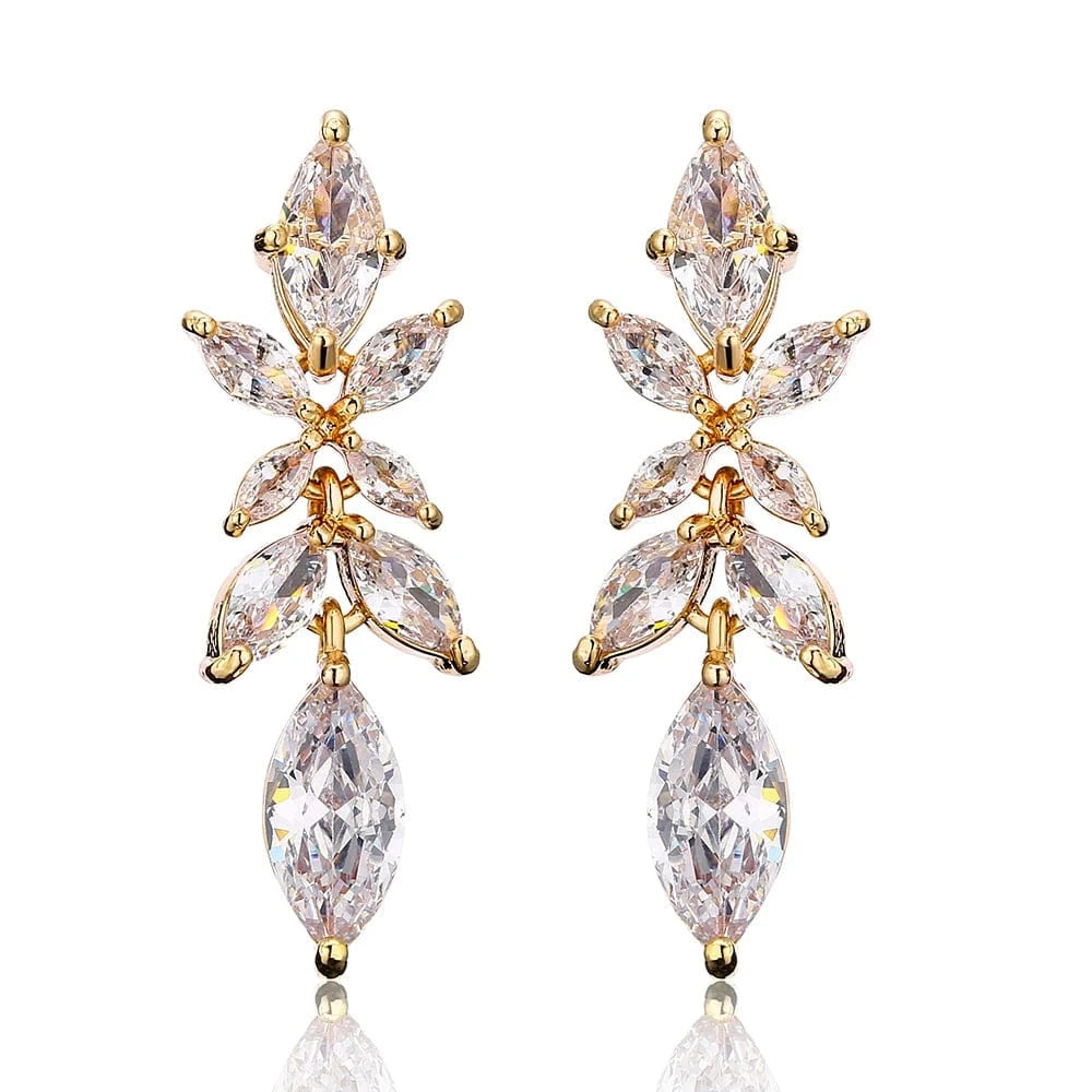 RAKOL EP2981 luxury women's gold plated long statement bridal earrings  zirconia  big earrings women