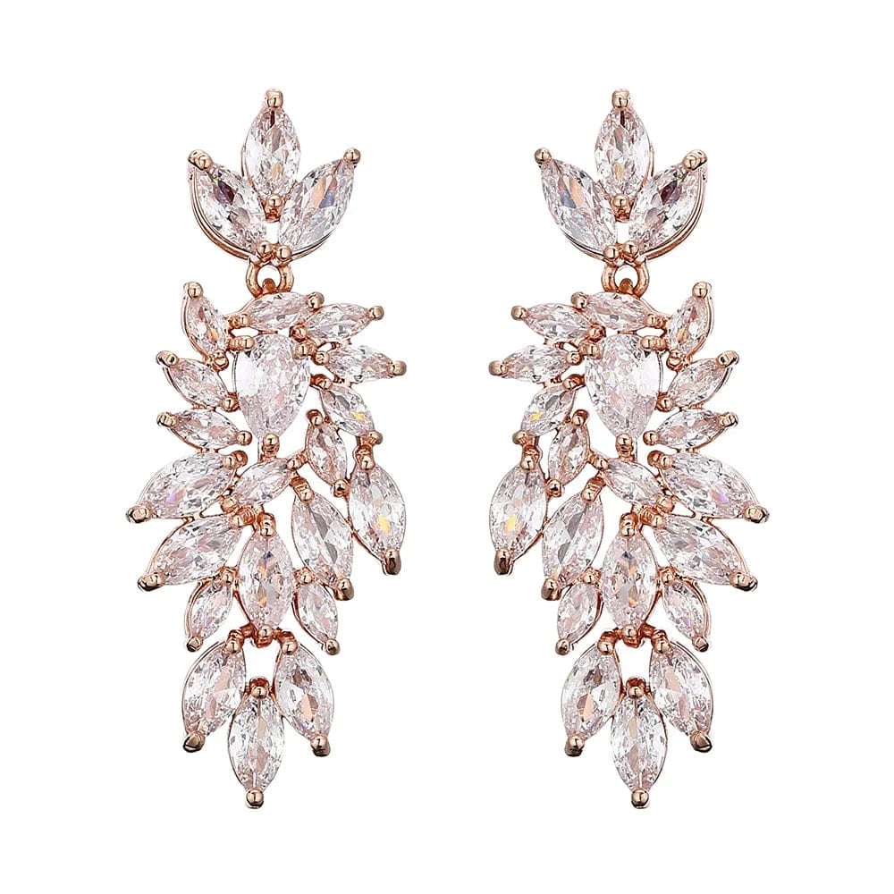 RAKOL EP2981 luxury women's gold plated long statement bridal earrings  zirconia  big earrings women