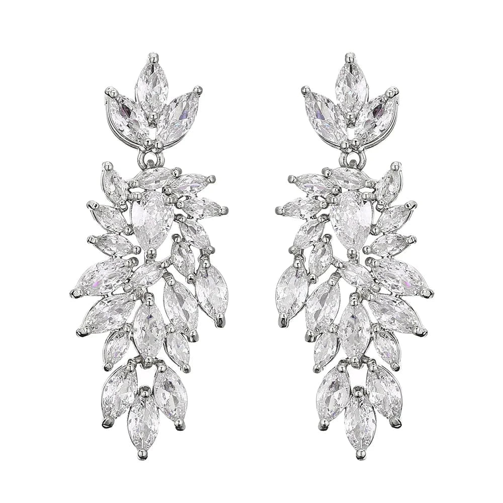 RAKOL EP2981 luxury women's gold plated long statement bridal earrings  zirconia  big earrings women