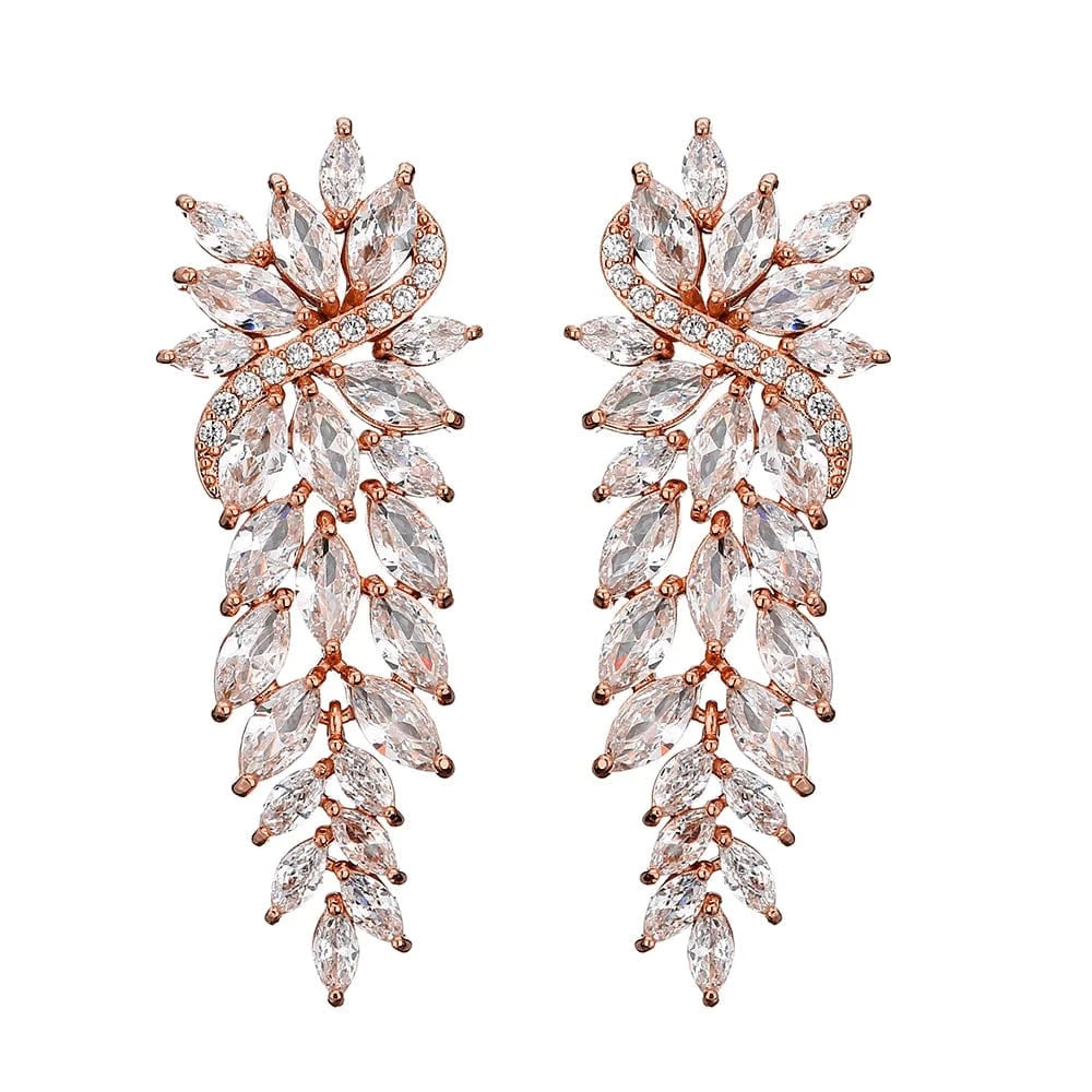 RAKOL EP2981 luxury women's gold plated long statement bridal earrings  zirconia  big earrings women