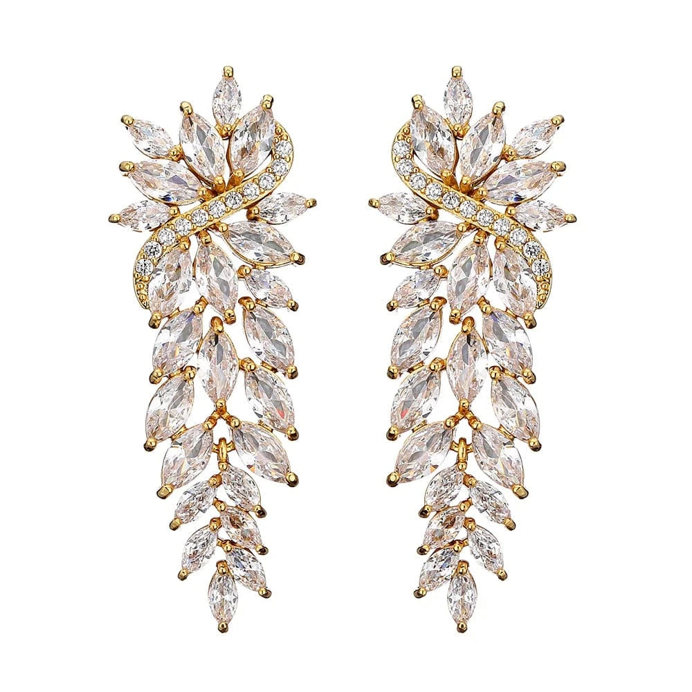 RAKOL EP2981 luxury women's gold plated long statement bridal earrings  zirconia  big earrings women