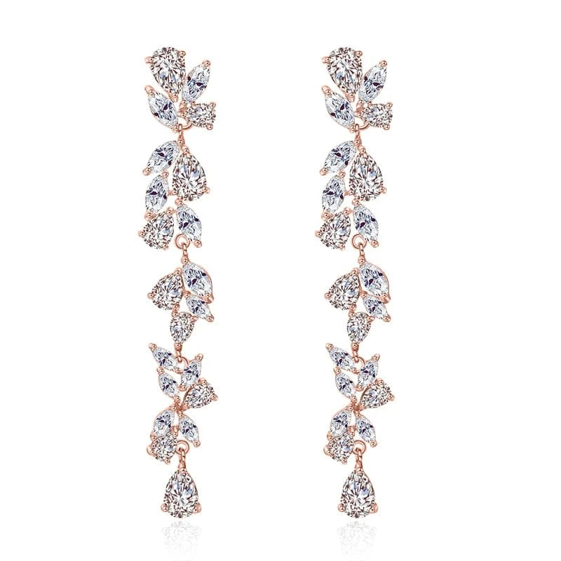 RAKOL EP2981 luxury women's gold plated long statement bridal earrings  zirconia  big earrings women