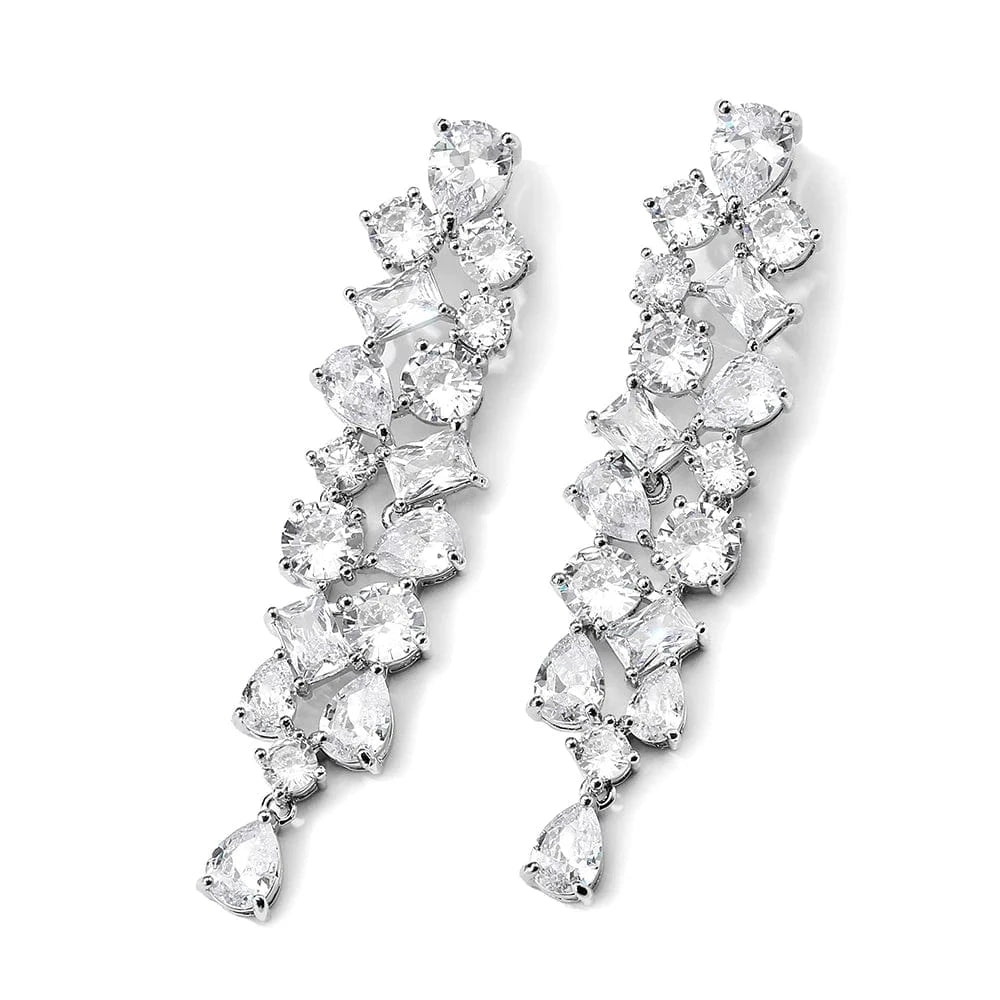 RAKOL EP2981 luxury women's gold plated long statement bridal earrings  zirconia  big earrings women