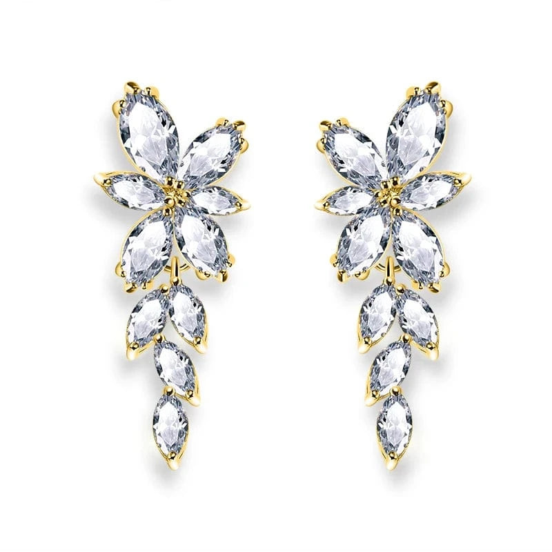 RAKOL EP2981 luxury women's gold plated long statement bridal earrings  zirconia  big earrings women