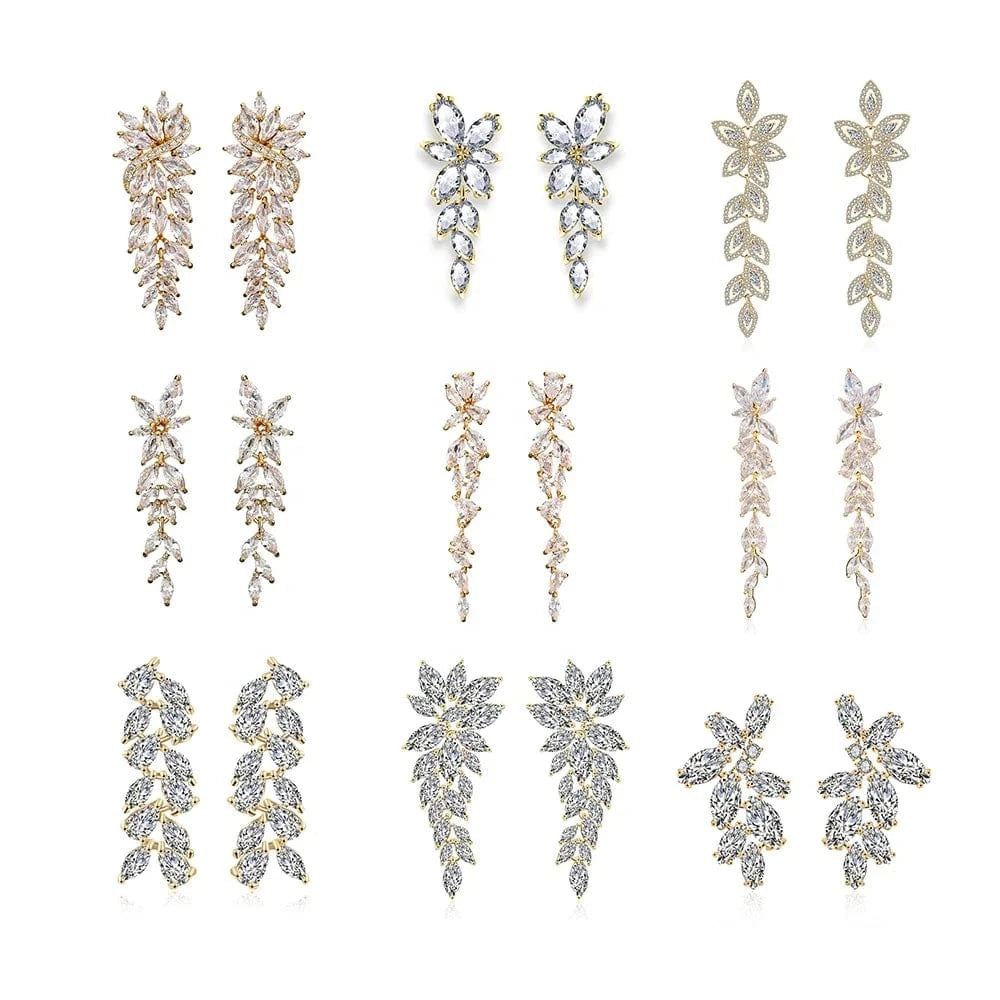 RAKOL EP2981 luxury women's gold plated long statement bridal earrings  zirconia  big earrings women